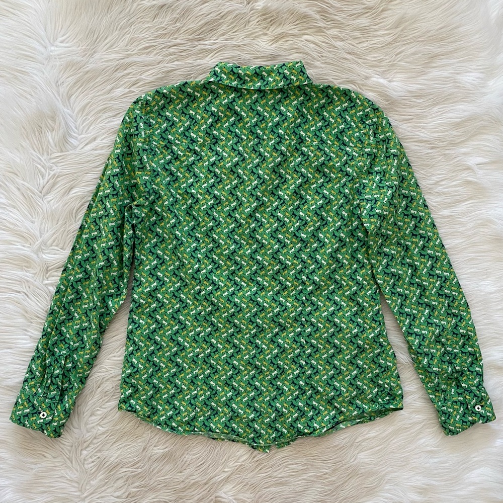 Talbots Green Patterned Button-Down Shirt - Picture 9 of 10